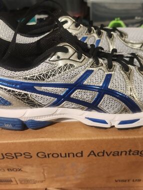 ASICS Men’s Athletic Running Shoes in Silver and Blue GEL-EXAULT